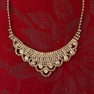 Prima Donna Gold Statement Necklace with Crystals
